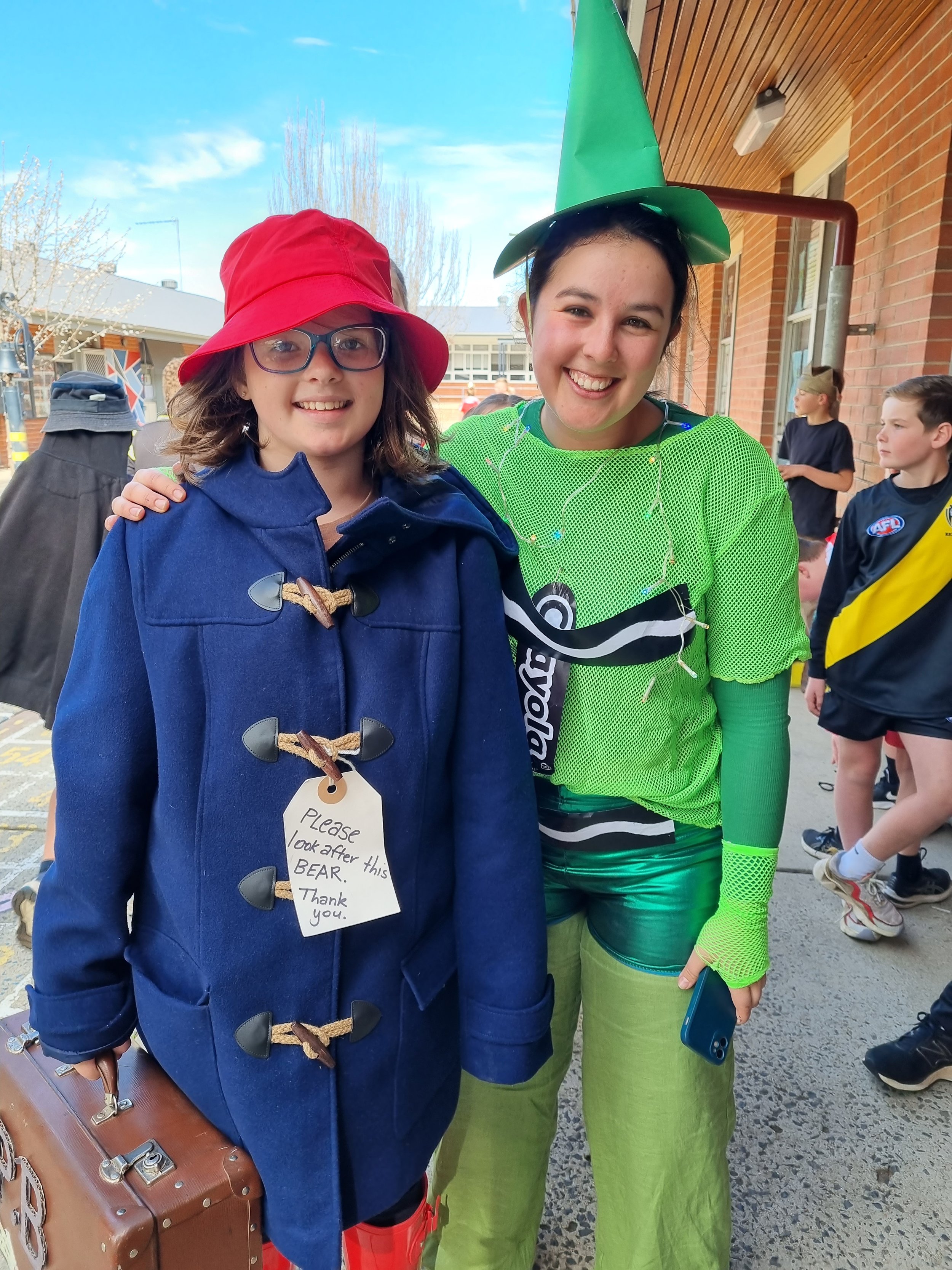 Miss Harding and Gemma Townsend Green Crayola Paddington Bear.jpg