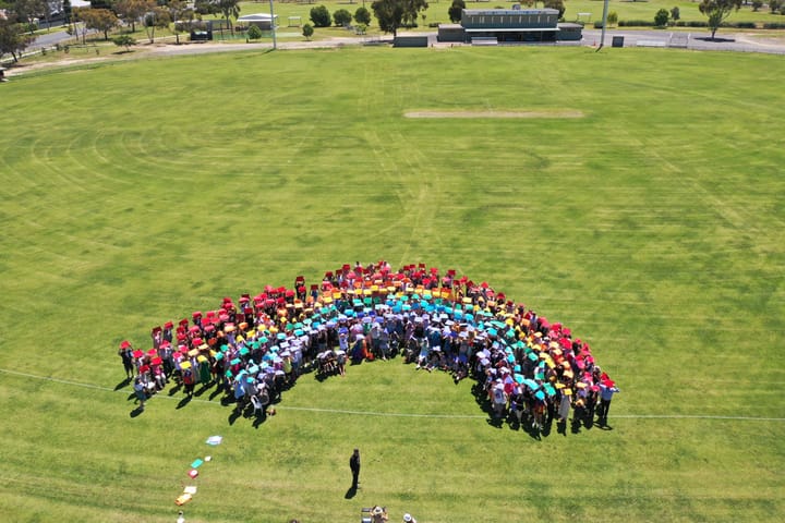 Hay is home of the biggest human rainbow