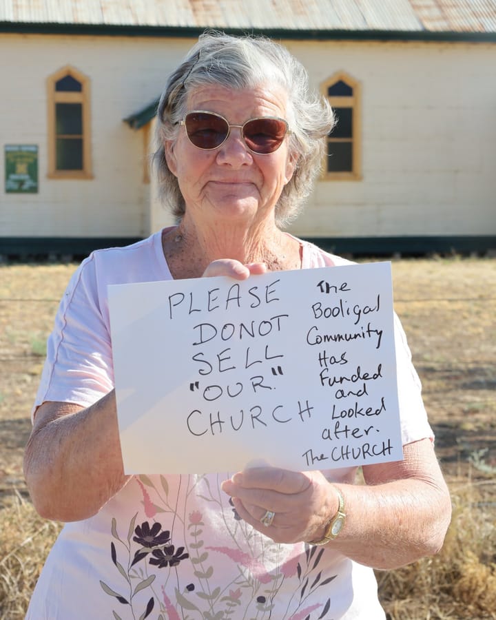 “Hands off our church!” Booligal’s Anglican congregation vows to fight for their historic church building.